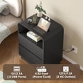 thumbnail image 4 of FANRAL Set of 2 Modern 2 Drawer Nightstands with Charging Station,Wooden Bedside Table End Table with Curved Silhouette & Metal Handles,Black Night Stand, 4 of 7