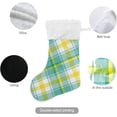 thumbnail image 3 of Coolnut 2 Pack Christmas Stockings 17.7 Inches Blue and Yellow Plaid Checkered Large Size Xmas Cable Stocking Gifts & Decorations for Family Holiday Xmas Party, 3 of 6