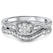Pompeii 3/4ct Diamond Engagement Wedding Ring Set 14K White Gold (G/H,I1)