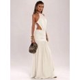 thumbnail image 5 of Apricot Backless Halter Maxi Dress With Ruched Waist And Beaded Detail, 5 of 7