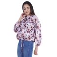 thumbnail image 2 of Moomaya Printed Tops For Womens Balloon Sleeve Collared Button Down Casual Shirt, 2 of 7