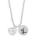 thumbnail image 1 of Delight Jewelry Silvertone Big Sister in Open Heart - 5/8'' Silvertone Script Initial Disc - L - Charm Necklace, 20"+3", 1 of 4