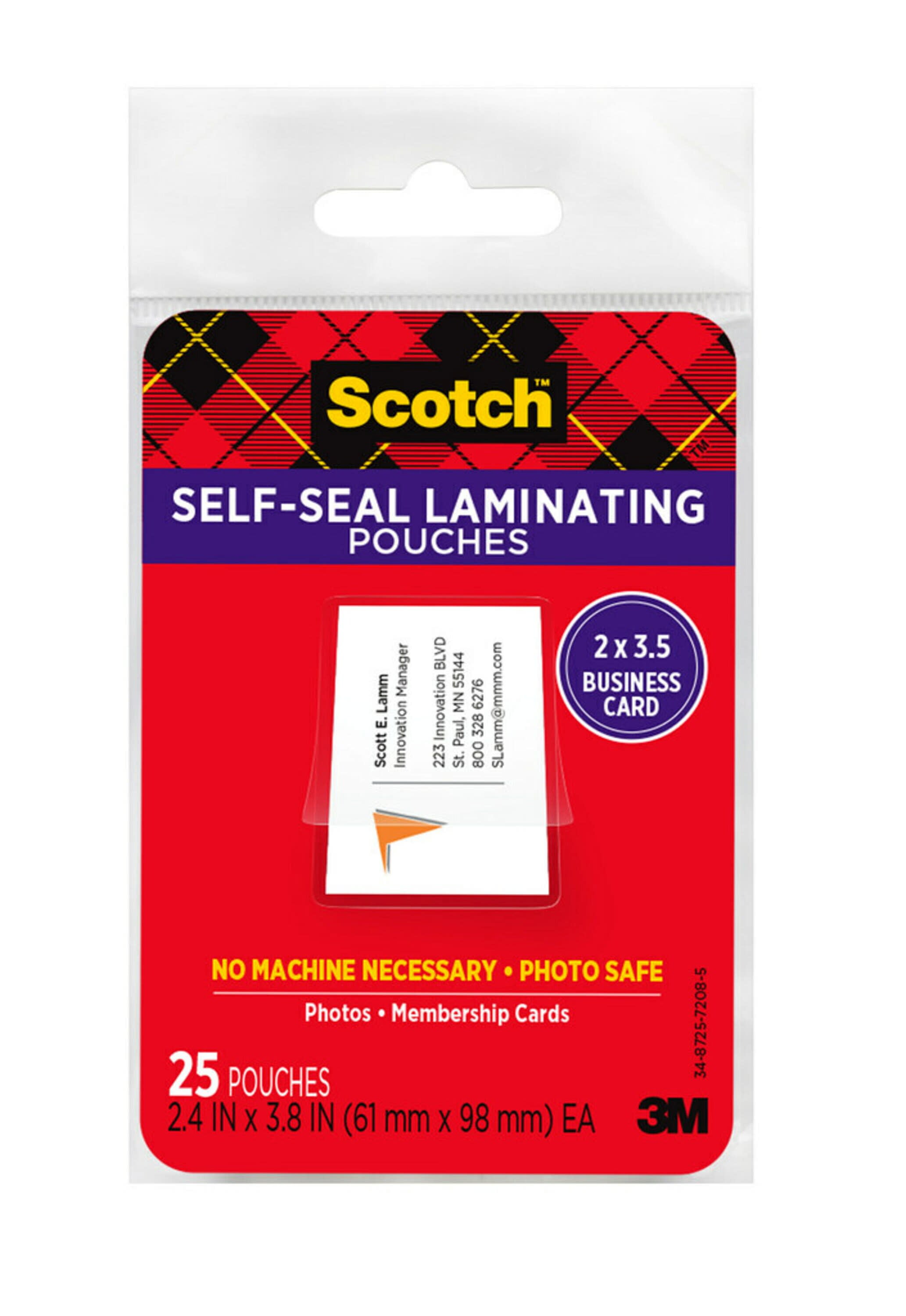 8 1/2" x 11". 2 Pouch Scotch  3M Self Laminating Document Protector Sheets 