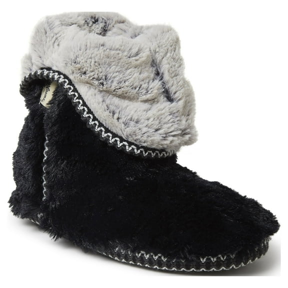 Dearfoams Women's Beth Faux Fur Fold Down Fuzzy Bootie House Slipper Boot