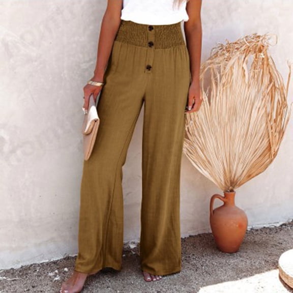 BLCHUNen Womens Pants Casual Lightweight Elastic High Waist Loose Breathable Outdoor Beach Summer Pants