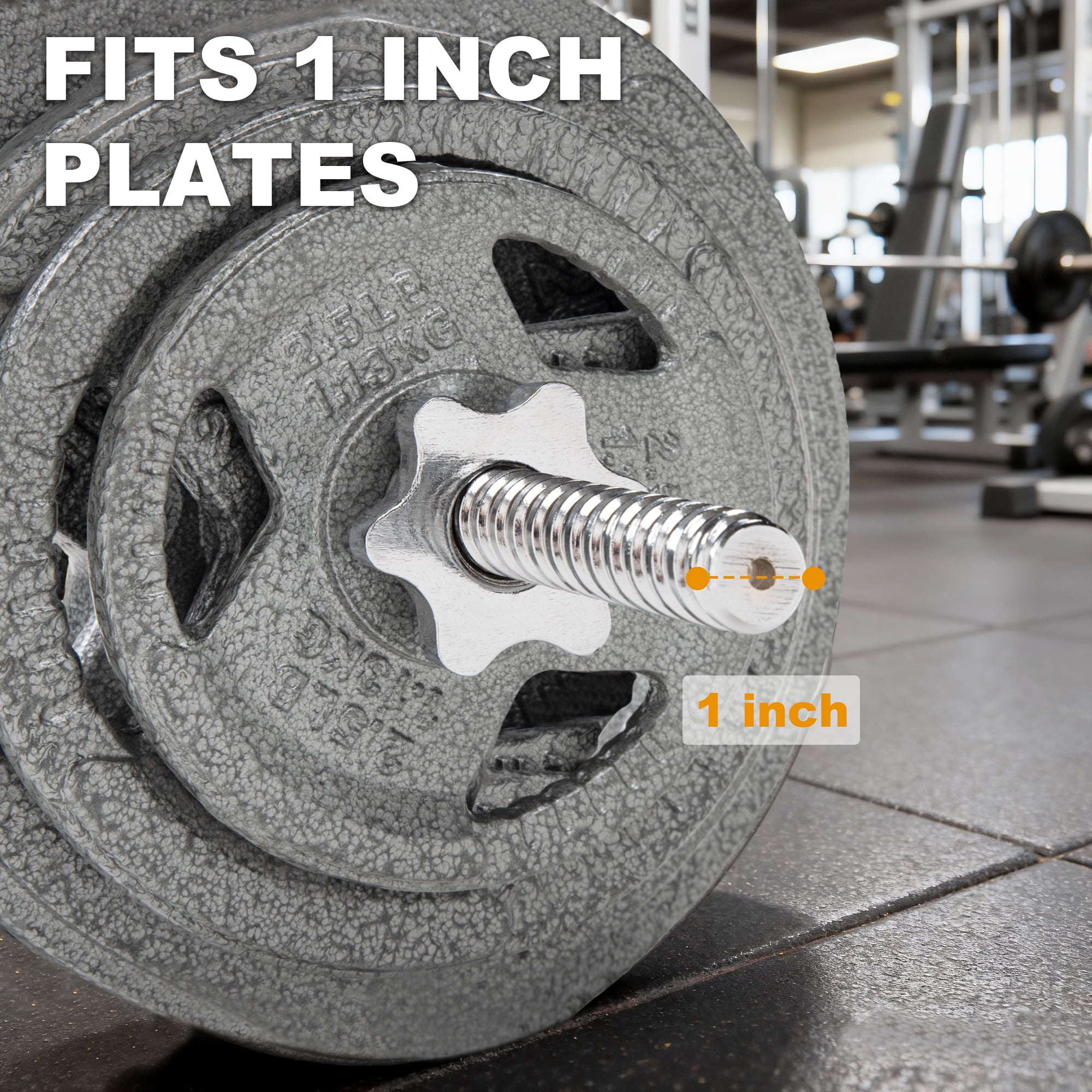 FlexWave Spiral Straight Barbell Bar, Alloy Steel, 1-Inch Standard Diameter, Black and Silver Finish, 6FT