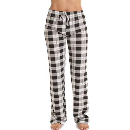 

Bowanadacles Women Plaid Pajama Pants Sleepwear Drawstring Cotton Loose Bottoms