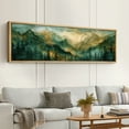 thumbnail image 2 of Large Framed Canvas Print Watercolor Misty Mountains - Green Forest LandscapeWall Art Decorative Ready to Hang Painting for Living room Bedroom 60x20 inches Natural Frame, 2 of 7