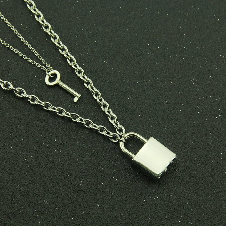 Small Lock and Key Necklace Sterling Silver Padlock Necklace 