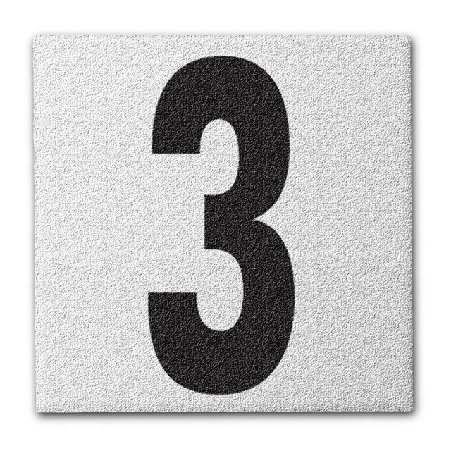 Aquatic Custom Tile - Ceramic Number 3 Pool Sign Depth Marker, 5.8"x5.8" w/ 5" Font Pool Signs, Abrasive Non-Slip Finish, Swimming Pool Safety Signage for Concrete Deck & Inground Pool, Made in USA