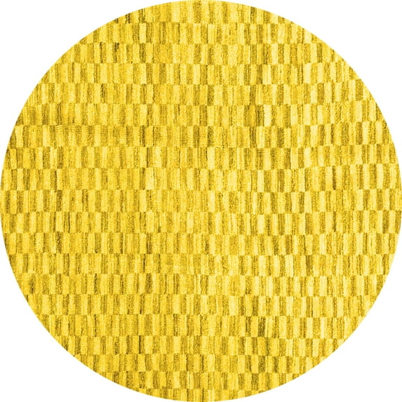 Ahgly Company Machine Washable Indoor Round Solid Yellow Modern Area Rugs, 4' Round