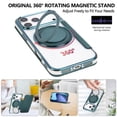 thumbnail image 7 of For iPhone 17 Pro Max Wallet Cell Cover, RFID Blocking, PU Leather,Compatible With MagSafe , With Flip Card Holder, Ultra Thin Electroplated Rotating Bracket Magneti Protective Cover,Green, 7 of 7