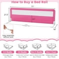 thumbnail image 3 of Babyjoy 71" Long Bed Rail for Toddlers with Removable Cover Breathable Mesh & Crossbar Pink, 3 of 10