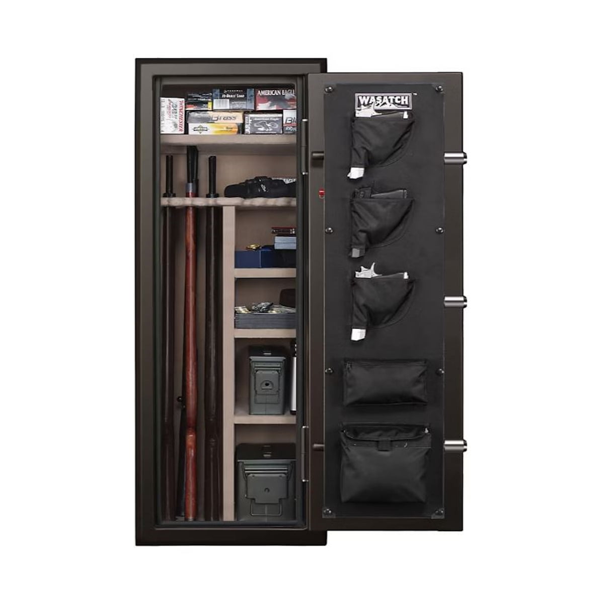 Restored Wasatch 22 Gun Fire/Waterproof Steel Safe w/ Electronic Lock, 2 Backup Keys, 4 Shelves, Carpeted Interior, Anti-Tamper, Theft Alert 22EDBWBJ (Refurbished)