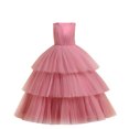 thumbnail image 2 of Pejock Girls Sleeveless Princess Pageant Dress - Puff Cake Skirt with Mesh Bow, Fashion Show Costume for Ages 7-14 Size 120-170, 2 of 9