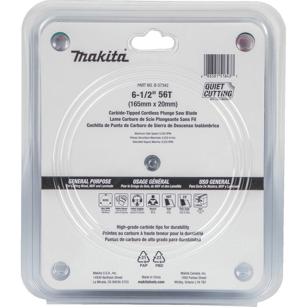 Makita B-57342 6-1/2 in. 56T Carbide-Tipped Cordless Plunge Saw Blade 