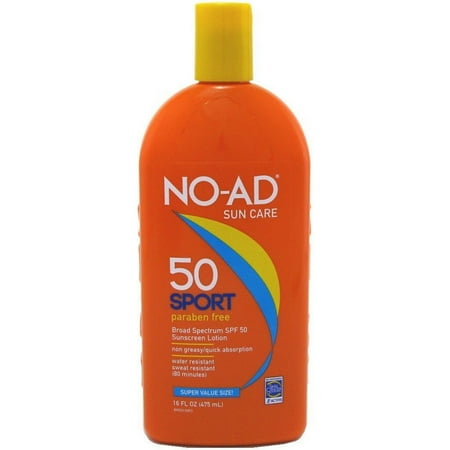 NO-AD Sport Active Sunscreen Lotion, SPF 50 16 oz (Pack of 6)