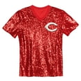 thumbnail image 2 of Juniors Elly De La Cruz Red Cincinnati Reds Name & Number Sequin V-Neck Top, 2 of 3