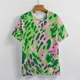 thumbnail image 3 of Leopard Print Pattern Women's Short Sleeve T-Shirt Crew Neck Casual Summer Trendy Loose Fit Tops, 3 of 6