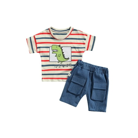 

MERSARIPHY Kids Suit Set Summer Short Sleeve Tops Shorts Pockets