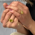 thumbnail image 4 of Canary Yellow Sapphire Asscher Cut Halo Ring in 18K Yellow Gold Plated Sterling Silver, 4 of 7