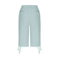 thumbnail image 4 of IROINNID Savings Bermuda Shorts for Men Solid Cotton Drawstring Elastic Waist Cropped Shorts,Light Blue, 4 of 6