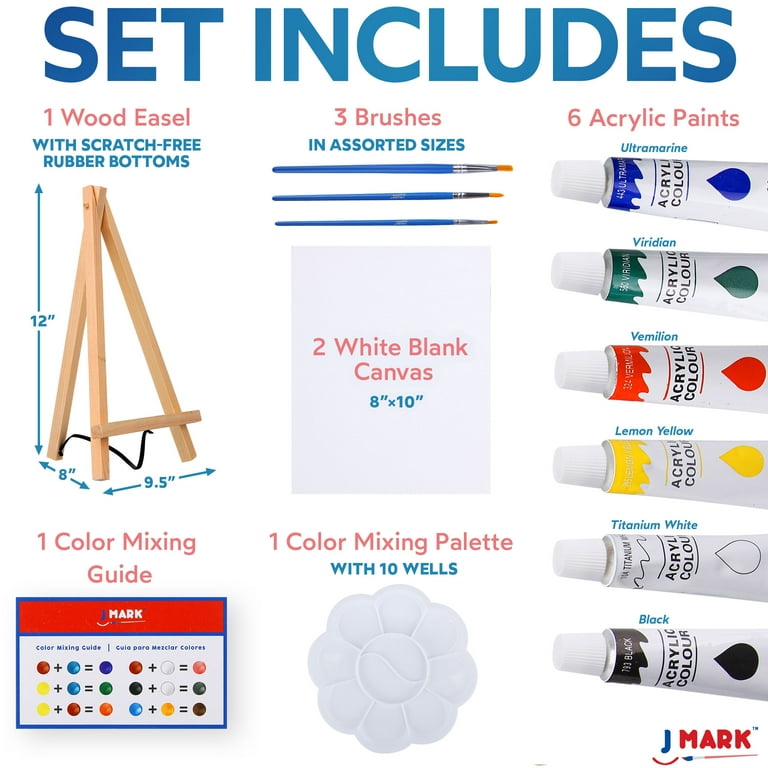 J MARK Paint Set Mini Canvas Acrylic Painting Kit with Wood