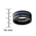 thumbnail image 3 of Metal Masters Mens Tungsten Wedding Band Ring Carbon Fiber Blue Wood Inlay 9mm Comfort-Fit 14.5, 3 of 5