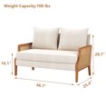 thumbnail image 3 of Andeworld Mid-century Sofa chair with Rattan Armrests small lveseat for bedroom，Living Room（Beige）, 3 of 4