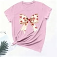 thumbnail image 2 of TaTaai Women's Valentine's Day T-Shirt, Soft Cotton Lightweight, Relaxed Fit, Short Sleeve Round Neck, Bow Printed, Casual Trendy, Holiday Daily Spring Wear Multi-Color Gift, 2 of 6