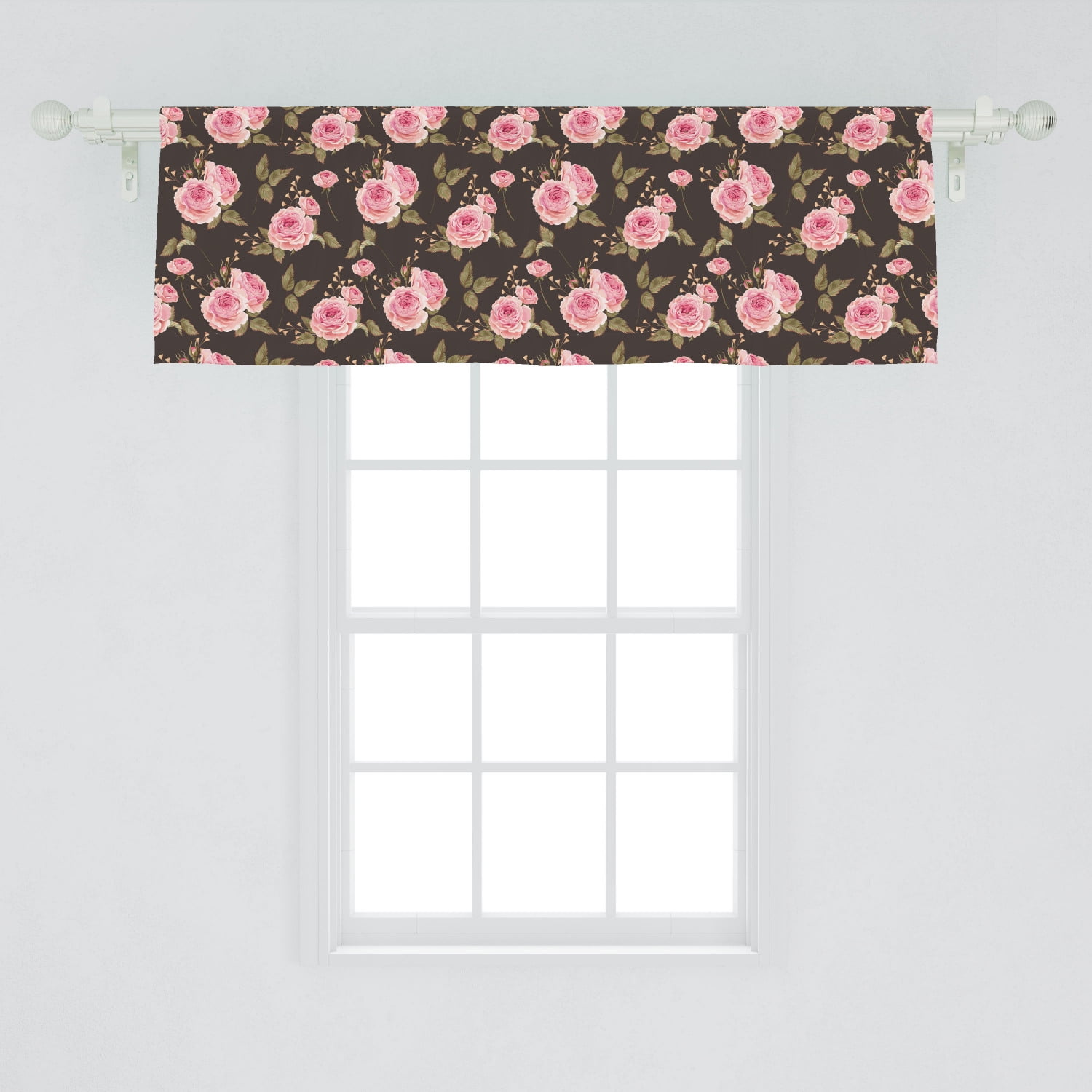 Victorian Window Valance, Vintage Style Gentle English Rosebud Bouquets