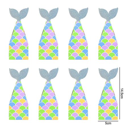 10pcs Mermaid Tail Paper Candy Box Gift Bags Popcorn Boxes Kids Little ...