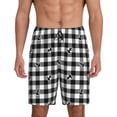 thumbnail image 2 of Picia Black Tartan Plaid Pajama Shorts for Men, Men's Pajama Bottoms, Sleepwear,Short Pajama Pants-Small, 2 of 9