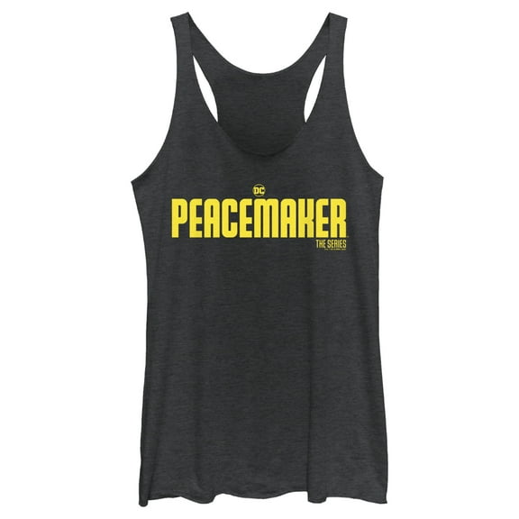 Women's Peacemaker Yellow Classic Logo  Racerback Tank Top Black Heather X Large