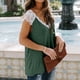 thumbnail image 5 of Camiseta de mujer Encaje Cuello en V Sin mangas Casual Loose Girl Summer Top, Verde, M kenally AP001333-07, 5 of 7
