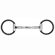 Myler Black Western Dee with Stainless Steel dots, Sweet Iron Comfort Snaffle Wide Barrel MB 02 (Stainless Steel, 5")