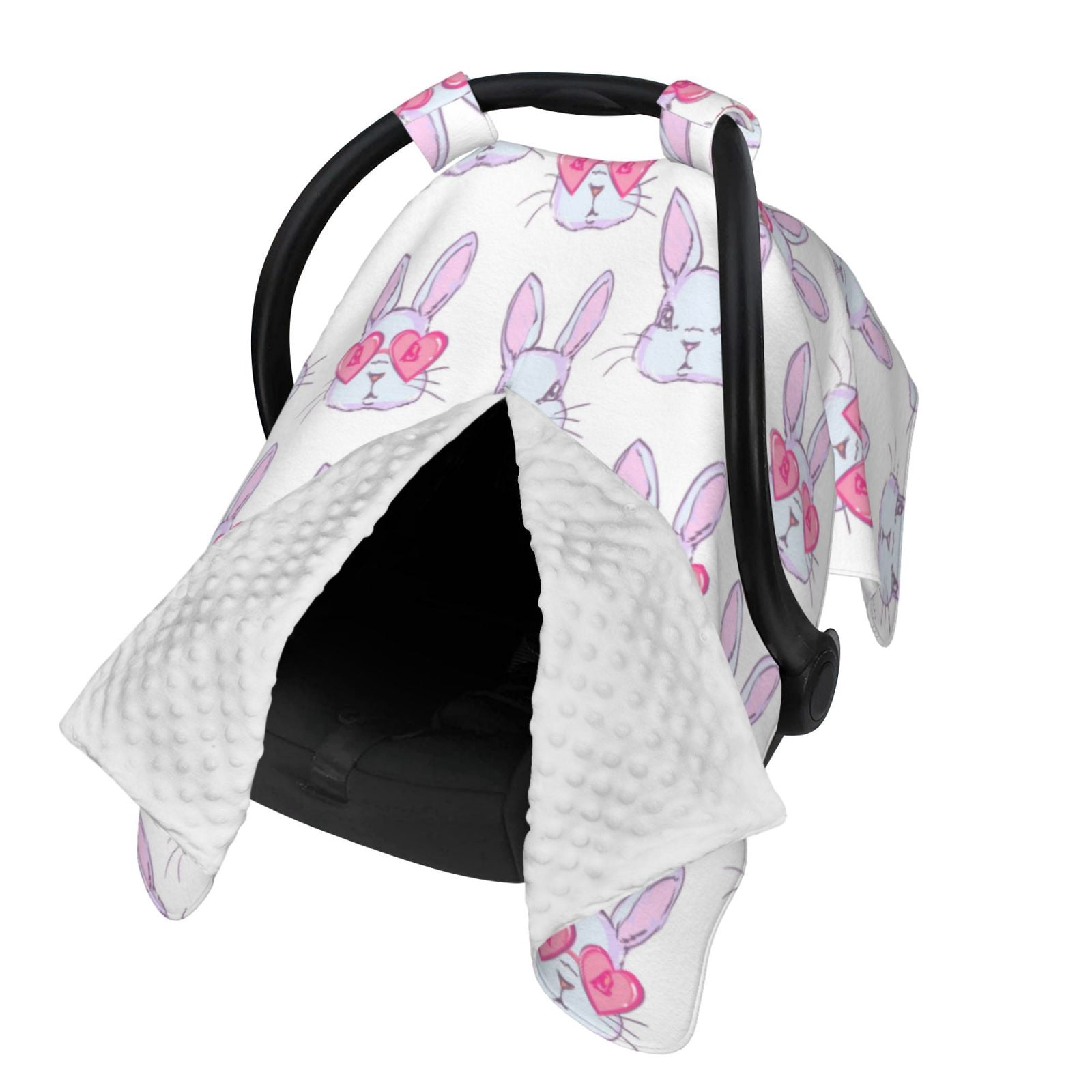 Naloa Heart Rabbit Baby Car Seat Cover, Breathable Baby Carrier Cover, Multiuse Baby Carrier Cover & Nursing Breastfeeding Cover