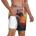 thumbnail image 3 of Picia Sunset Dancing Dolphin B pattern Mens Swim Trunks with Compression Liner Stretch Beach Shorts Quick Dry with Zipper Pockets No-Chafing Board Shorts-Small, 3 of 9