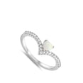 thumbnail image 4 of CHOOSE YOUR COLOR White Simulated Opal Heart V-Shape Purity Ring .925 Sterling Silver Band CZ Female Size 8, 4 of 4