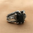 thumbnail image 2 of PAMTIER Unisex Stainless Steel Silver Vintage Classic Hollow Dragon Claw Square Gemstone Signet Biker Ring Gothic Punk Statement Black Stone Size 9, 2 of 5