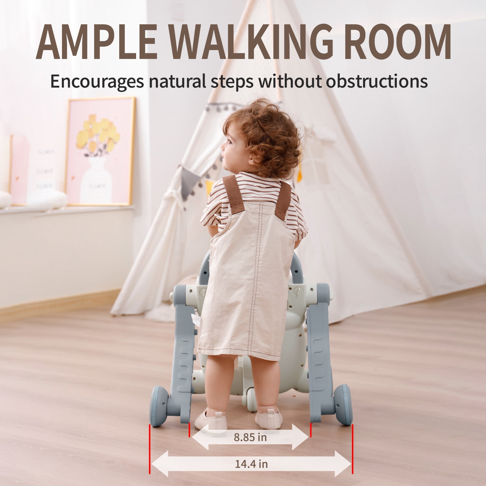 UNICOO® Beginner Steps Companion™ 3-in-1 Baby Sit to Stand Learning Walker, Early Learning Push Toys, Baby Push Walker, Sliding Bike & Push Car, Balance Scooter, Toddler 6-48 (Lulluby Gray)