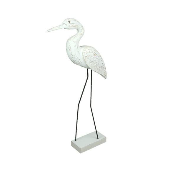 J.D. Yeatts Carved Wood and Metal White Egret Bird Statue 21 inches High