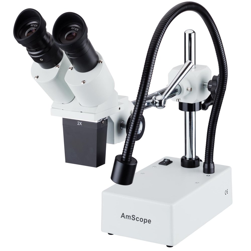 AmScope 20X Widefield Stereo Microscope with Boom Arm Stand and LED