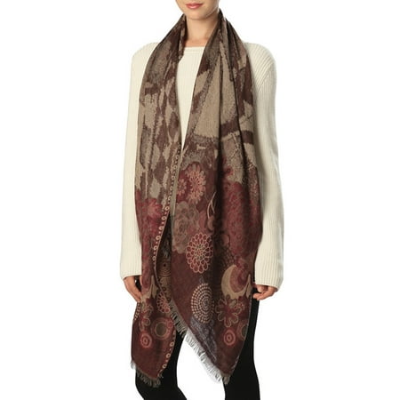 - Womens Mixed Floral Pattern Oblong Scarf