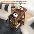 thumbnail image 5 of End Table with Charging Station, Flip Top Side Table with USB Ports and Outlets, 3-Tier Storage End Table for Small Spaces, Living Room, Bedroom, Brown, 5 of 8
