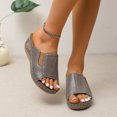 thumbnail image 2 of Gubotare Slippers For Women Indoor Women's Elastic Strappy String Thong Ankle Strap Summer Gladiator Sandals,Gray 8.5, 2 of 5
