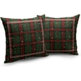 thumbnail image 2 of Set of 2 Green Christmas Plaid Pillow Covers Xmas Buffalo Checkered Decorative Throw Pillow Covers 16x16 Winter Snowflakes Pillow Case Cushion Case for Holiday Decor Couch Sofa, 2 of 6