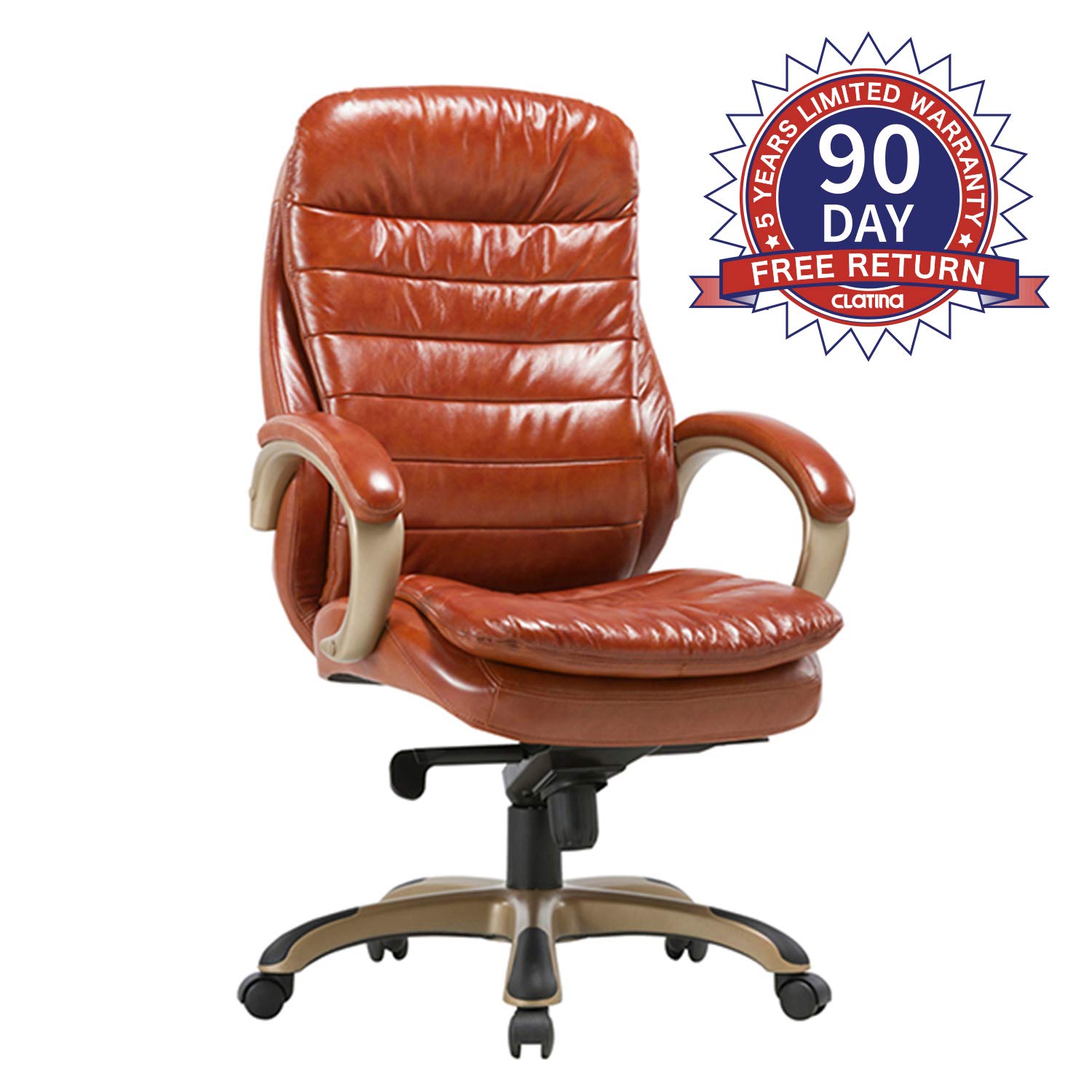 Executive Bonded Leather Chair with Lean Forward High Back and Comfort