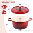 thumbnail image 2 of Lightweight 5 Qt Dutch Oven Pot with Lid, Nonstick Dutch Oven, Enameled Dutch Oven for Bread Baking, Cast Aluminum Pot Compatile with All Cooktops, Dishwasher Safe Cookware, Red, 2 of 10