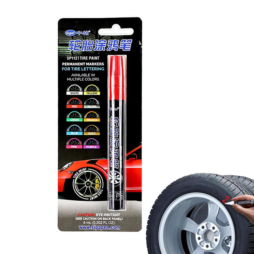 Tire Ink Paint Pen for Car Tires Permanent and Waterproof Carwash Safe 8 Colors Available Red 1